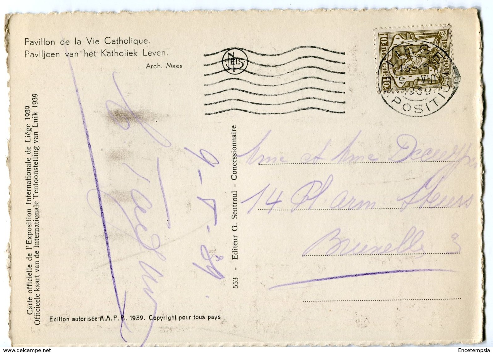 CPA - Carte Postale -Belgique - Liège - Pavillon De La Vie Catholique - 1939 (CP10) - Luik