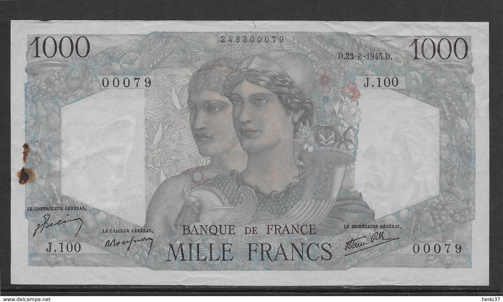 France 1000 Francs Minerve Et Hercule - 23-8-1945 - Fayette N°41-7 - TTB - 1 000 F 1945-1950 ''Minerve Et Hercule''