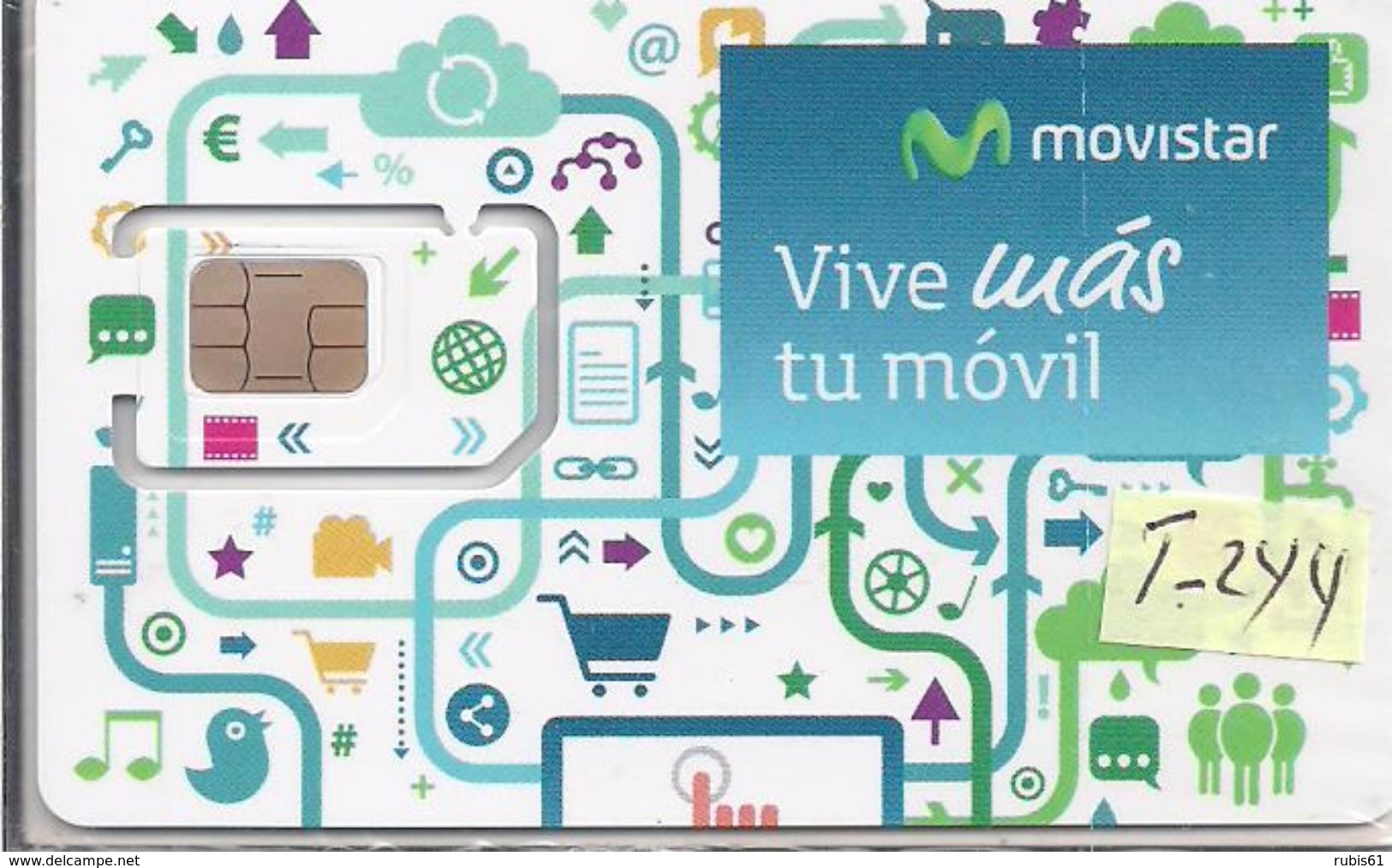 TARJETA GSM MOVISTAR T-244 VIVE MAS TU MOVIL - Telefonica