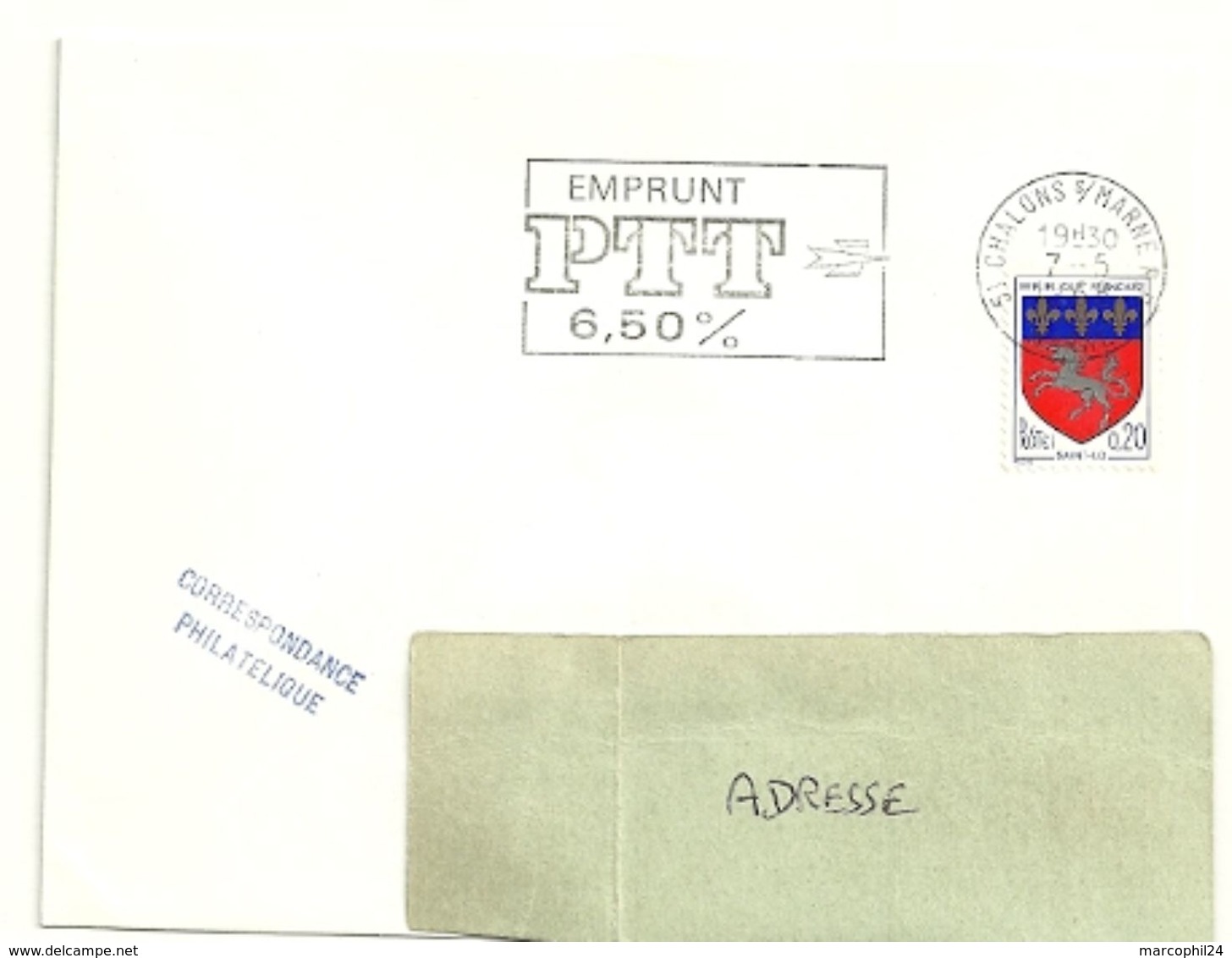 MARNE - Dépt N° 51 = CHALONS S/ MARNE RP  1968 =  FLAMME SUPERBE = SECAP  ' EMPRUNT PTT 6,50 % ' - Oblitérations Mécaniques (flammes)