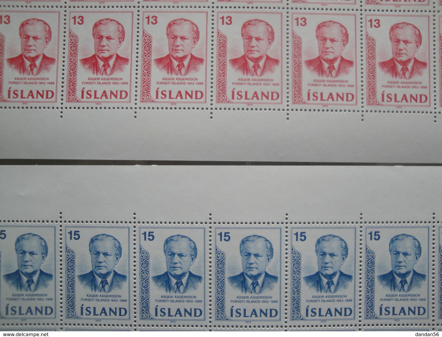1973 Islande  Yv  433/4 X 50 ** Président Asgeirsson  Scott 456/7  Michel 480/1 SG 511/2 - Collections, Lots & Séries