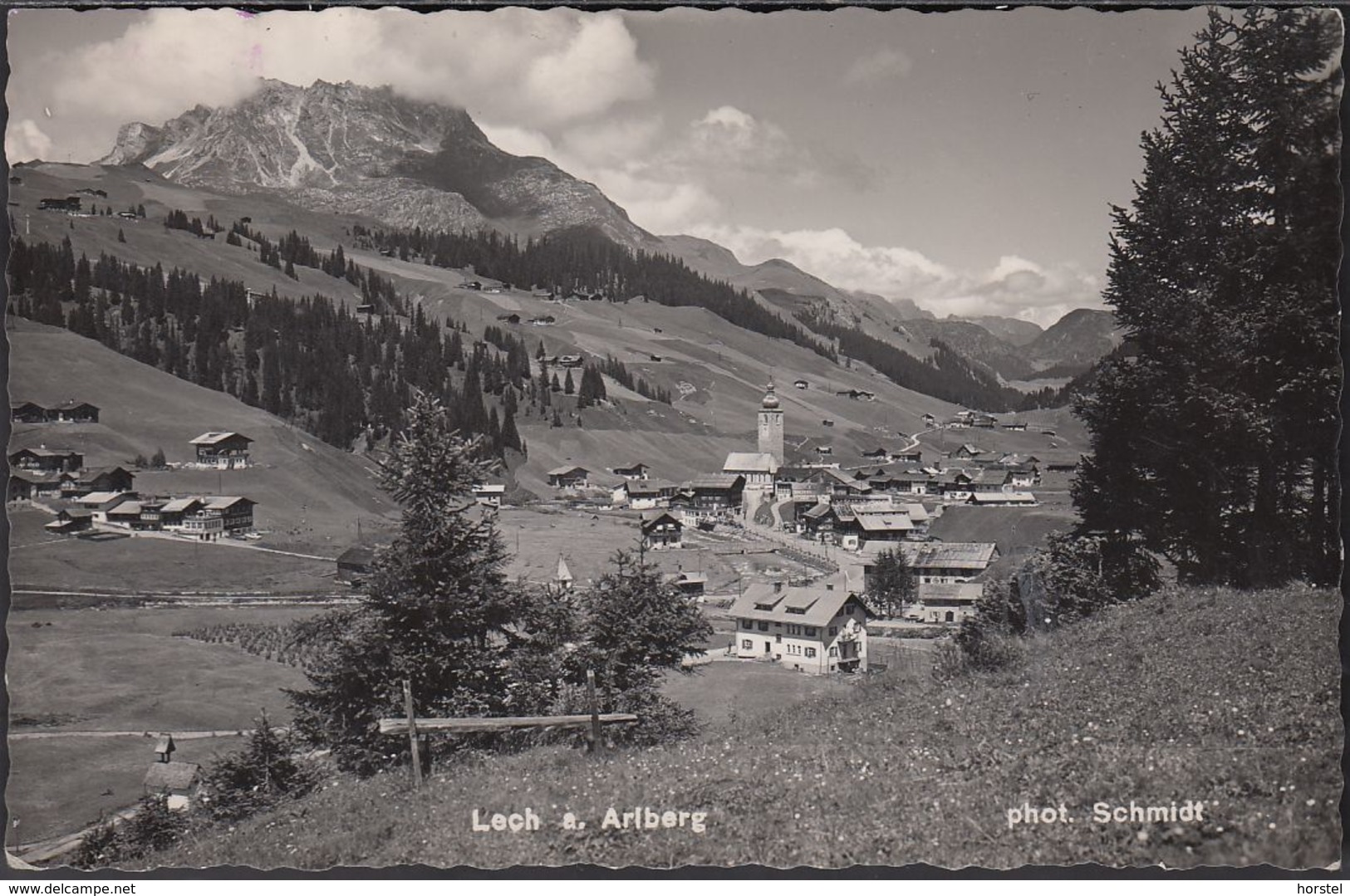 Austria - 6764 Lech Am Arlberg - Alte Ortsansicht (50er Jahre) Stamp - Lech