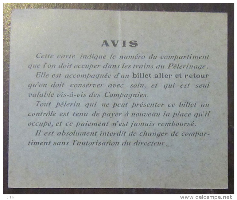 Billet / Ticket De Train - Cinquantième Pélerinage A Notre-Dame De Lourdes - Train De Nîmes - Cachet 1930 - Europa