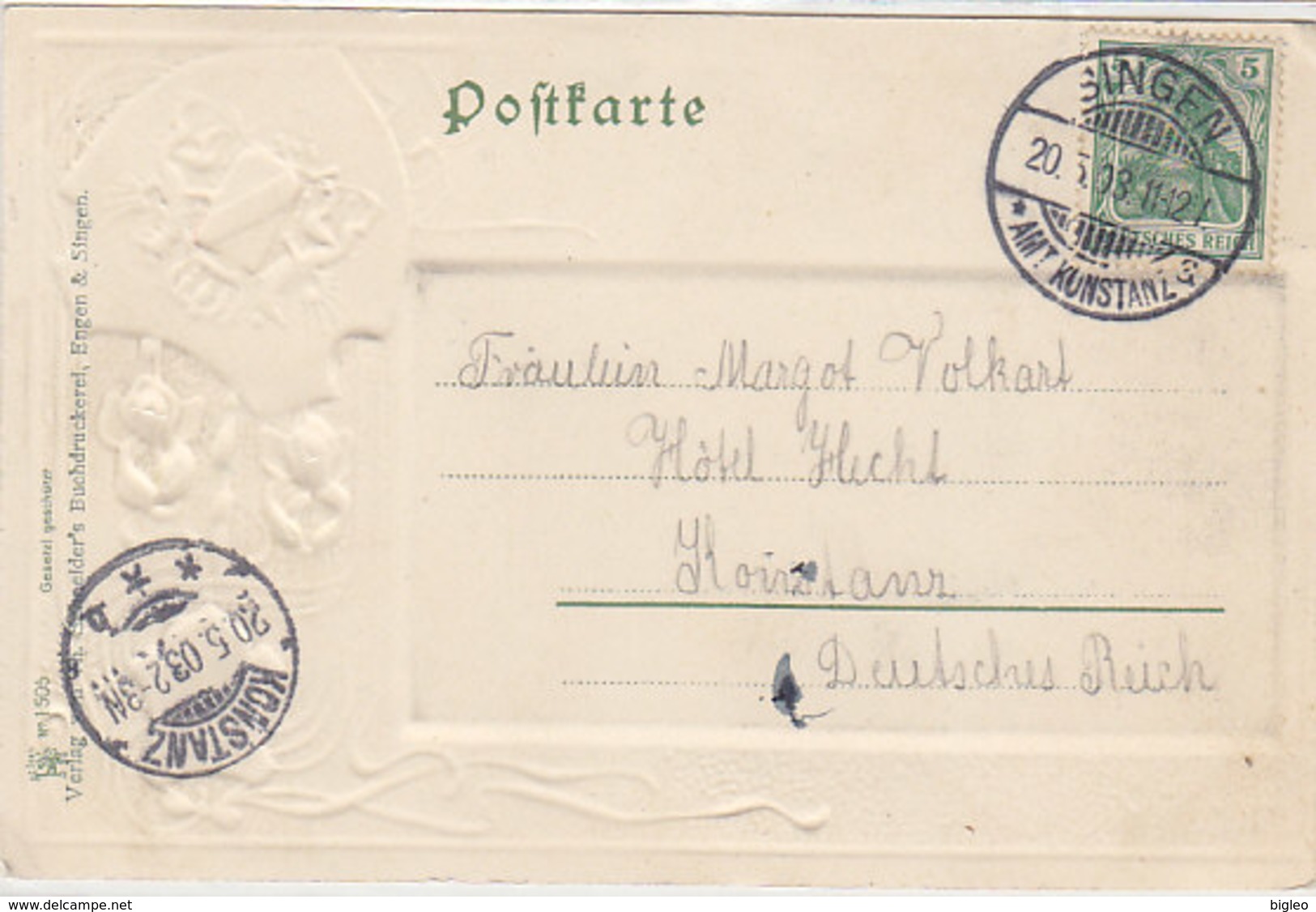 Singen - Bahnhof-Hotel Z. Adler - Passepartout - Präge-AK - 1903      (A-67-100511) - Singen A. Hohentwiel