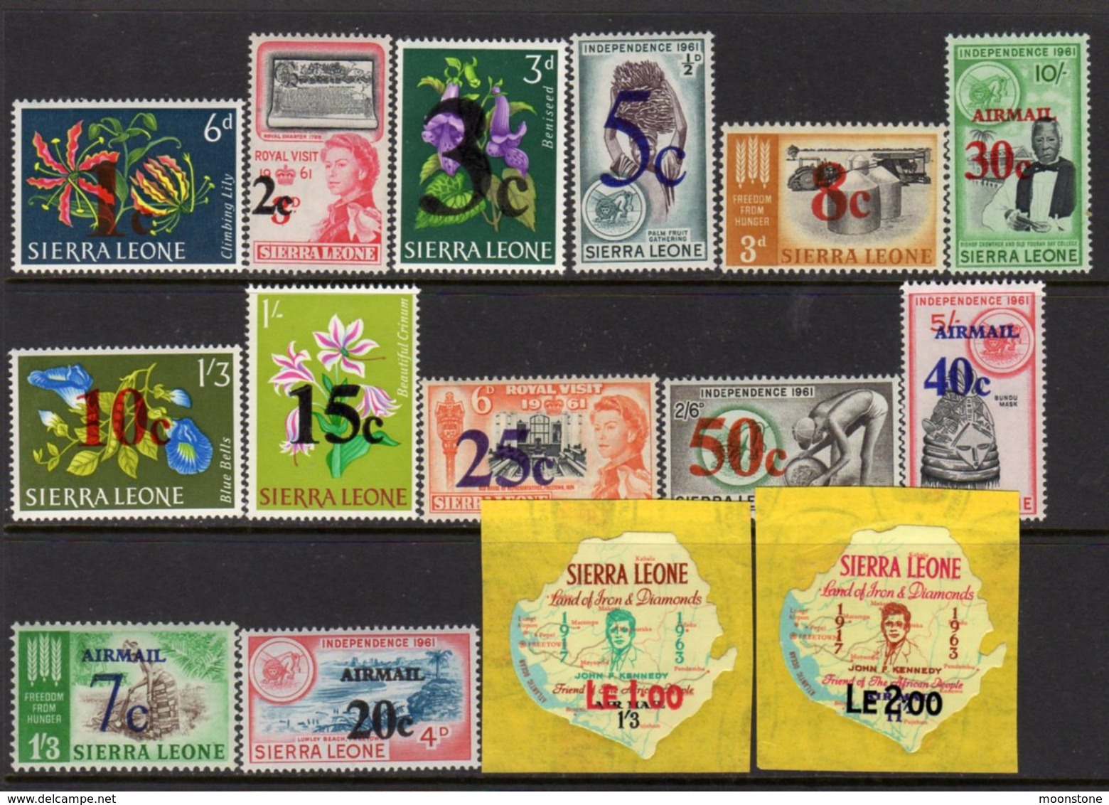 Sierra Leone QEII 1964-6 Decimal Currency Overprints Set Of 15, MNH, SG313/27 (BA) - Sierra Leone (...-1960)