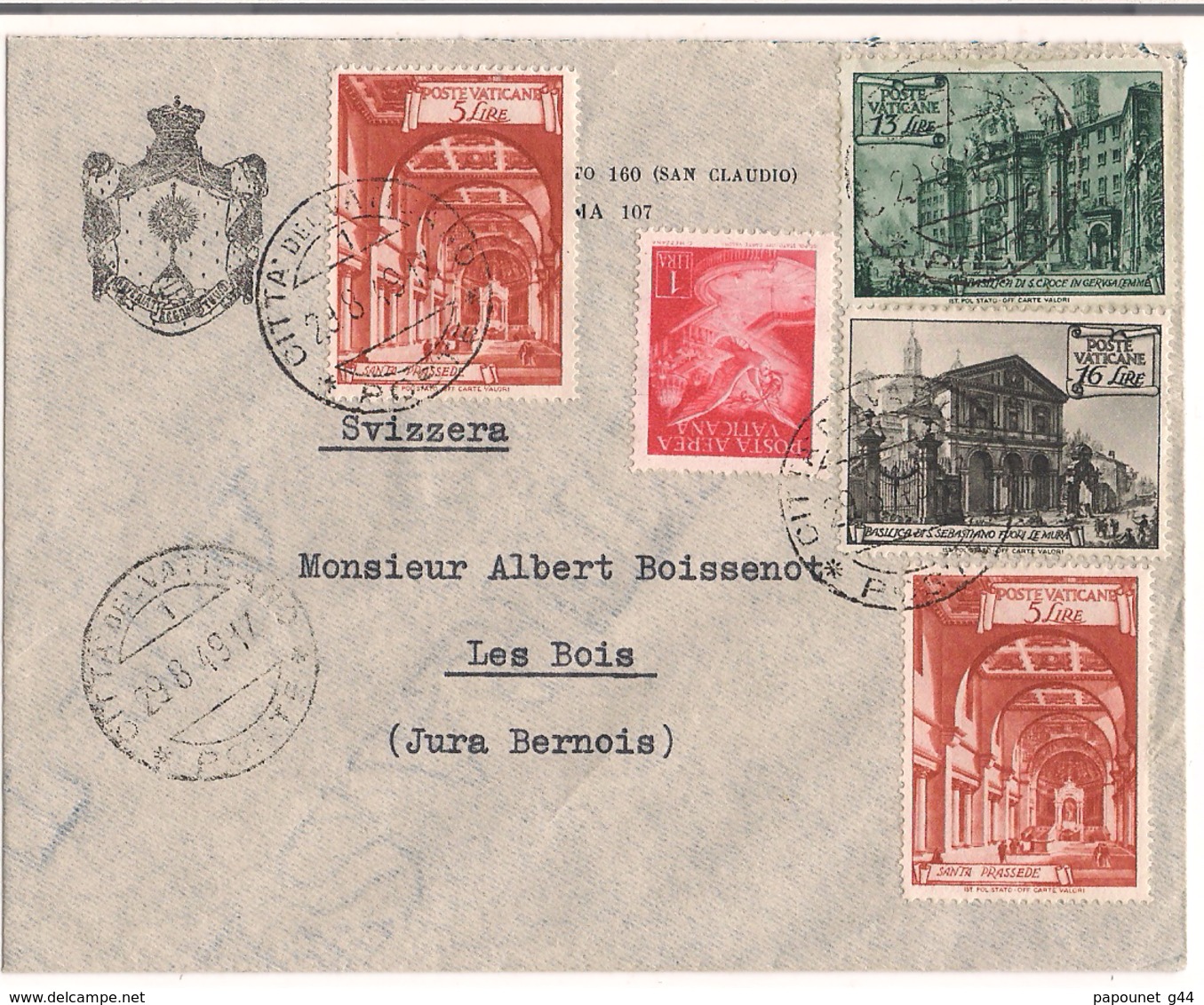 Lettre Vatican 1949 Destination Les Bois ( Jura Bernois ) - Lettres & Documents