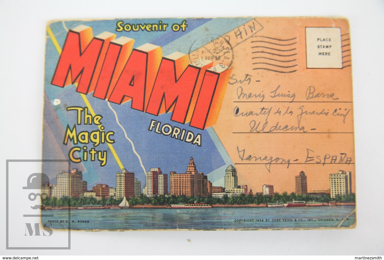 Vintage 1954  Postcard Folder - Souvenir Miami Florida - The Magic City - Miami