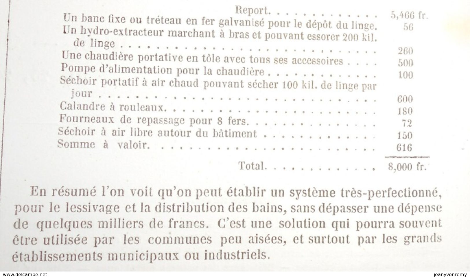 Plan D'un Lavoir Bain Et Buanderie économique. 1859 - Obras Públicas