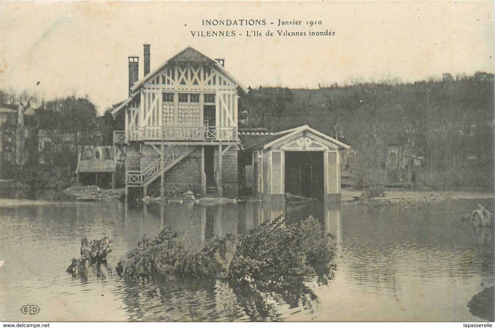 78-Villennes Sur Seine : Inondations 1910-L'ile De Vilennes Inondée - Villennes-sur-Seine