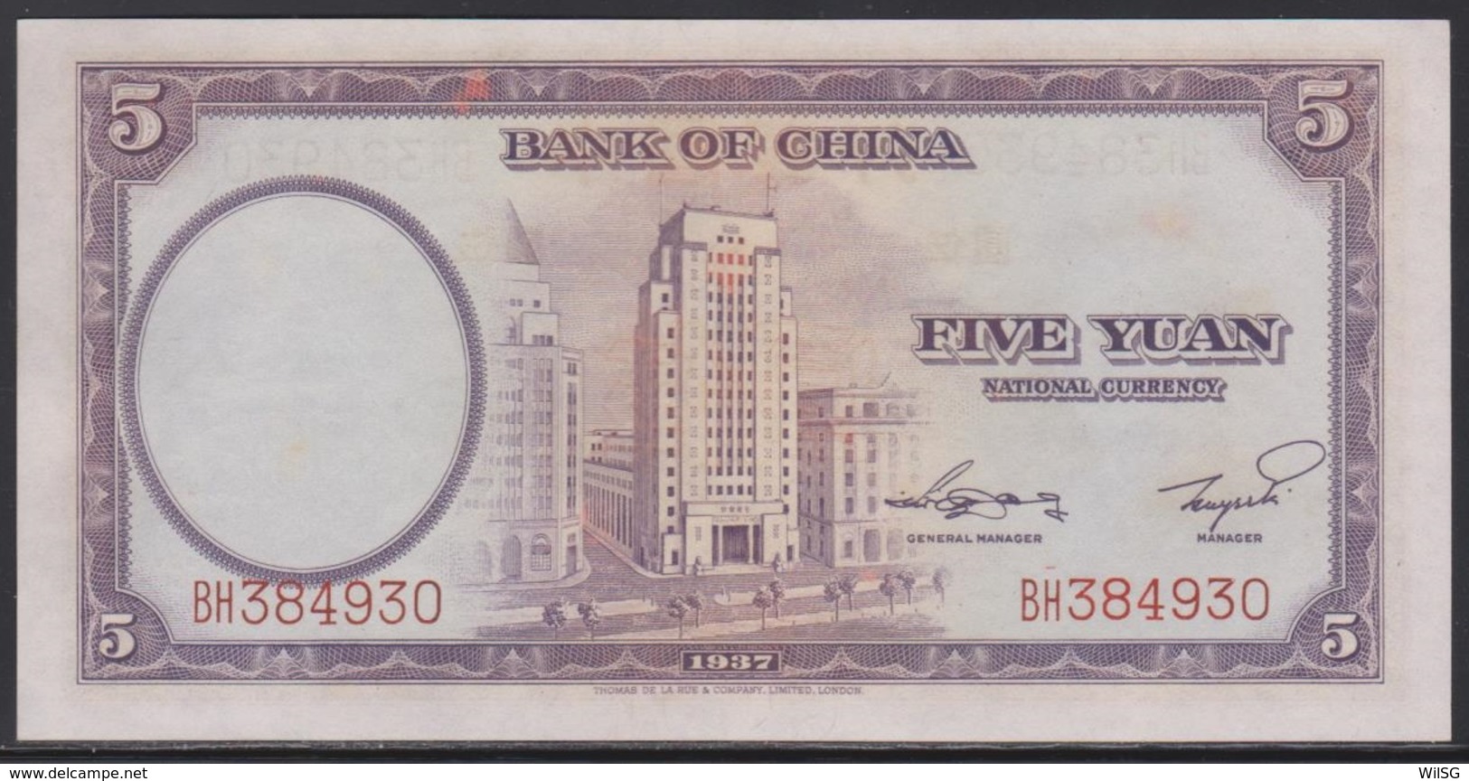 China 5 Yüan 1937 UNC - China