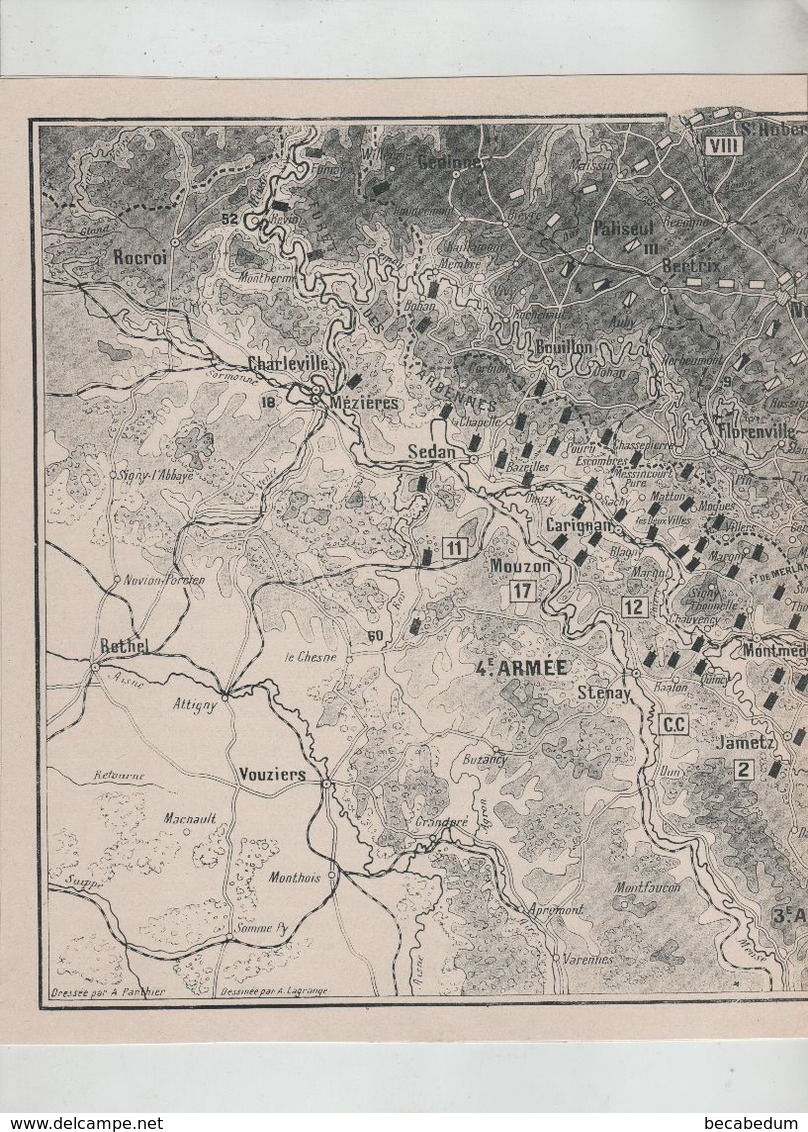 Avant La Bataille Des Ardennes Esch Longwy Virton Arlon Spincourt Mouzon Carignan... 1914 Carte - 1914-18