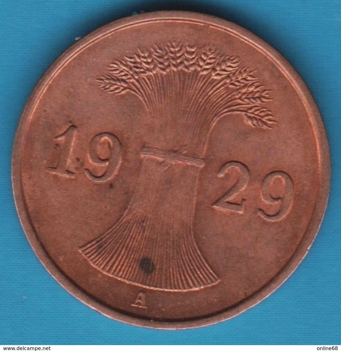 DEUTSCHES REICH 1 Reichspfennig 1929 A KM# 37 - 1 Rentenpfennig & 1 Reichspfennig