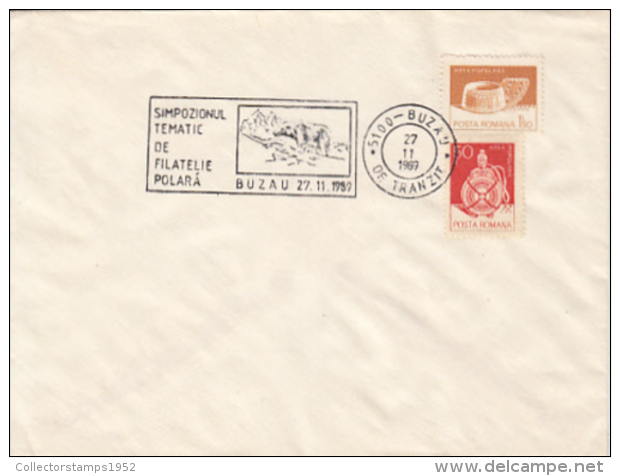 68899- POLAR BEAR, POLAR PHILATELIC EXHIBITION, SPECIAL POSTMARK ON COVER, FOLKLORE ART STAMPS, 1989, ROMANIA - Events & Commemorations
