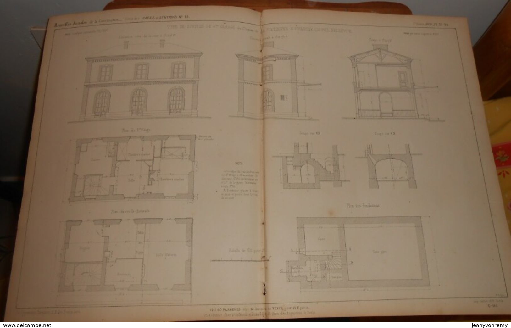 Plan De Type De Station De 4ème Classe Du Chemin De Fer De Saint Etienne à Firminy Bellevue. 1859. - Obras Públicas