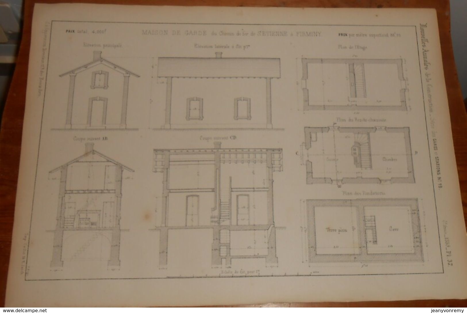 Plan De La Maison De Garde Du Chemin De Fer De Saint-Etienne à Firminy. 1859. - Travaux Publics