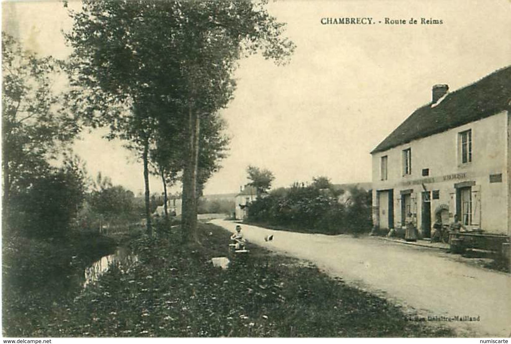 Cpa CHAMBRECY 51 Route De Reims - Auberge Adam BRIFFOTEAUX - Autres & Non Classés