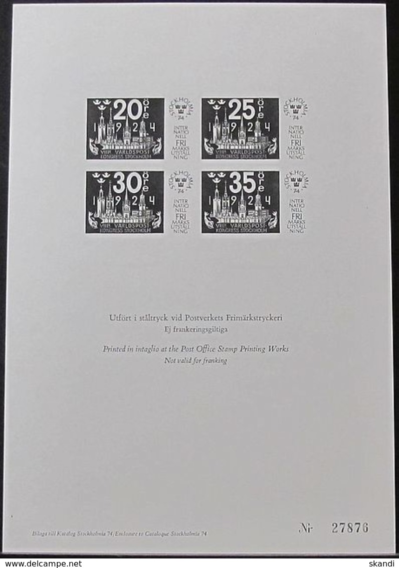 SCHWEDEN 1974 Mi-Nr. 846/49 Schwarzdruck ** MNH - Probe- Und Nachdrucke