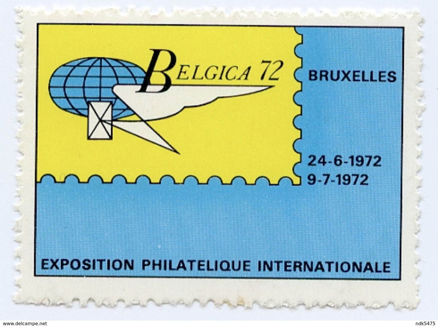 CINDERELLA : BELGIUM / BELGIQUE - BELGICA 72, BRUXELLES, EXPOSITION PHILATELIQUE INTERNATIONALE - Erinofilia