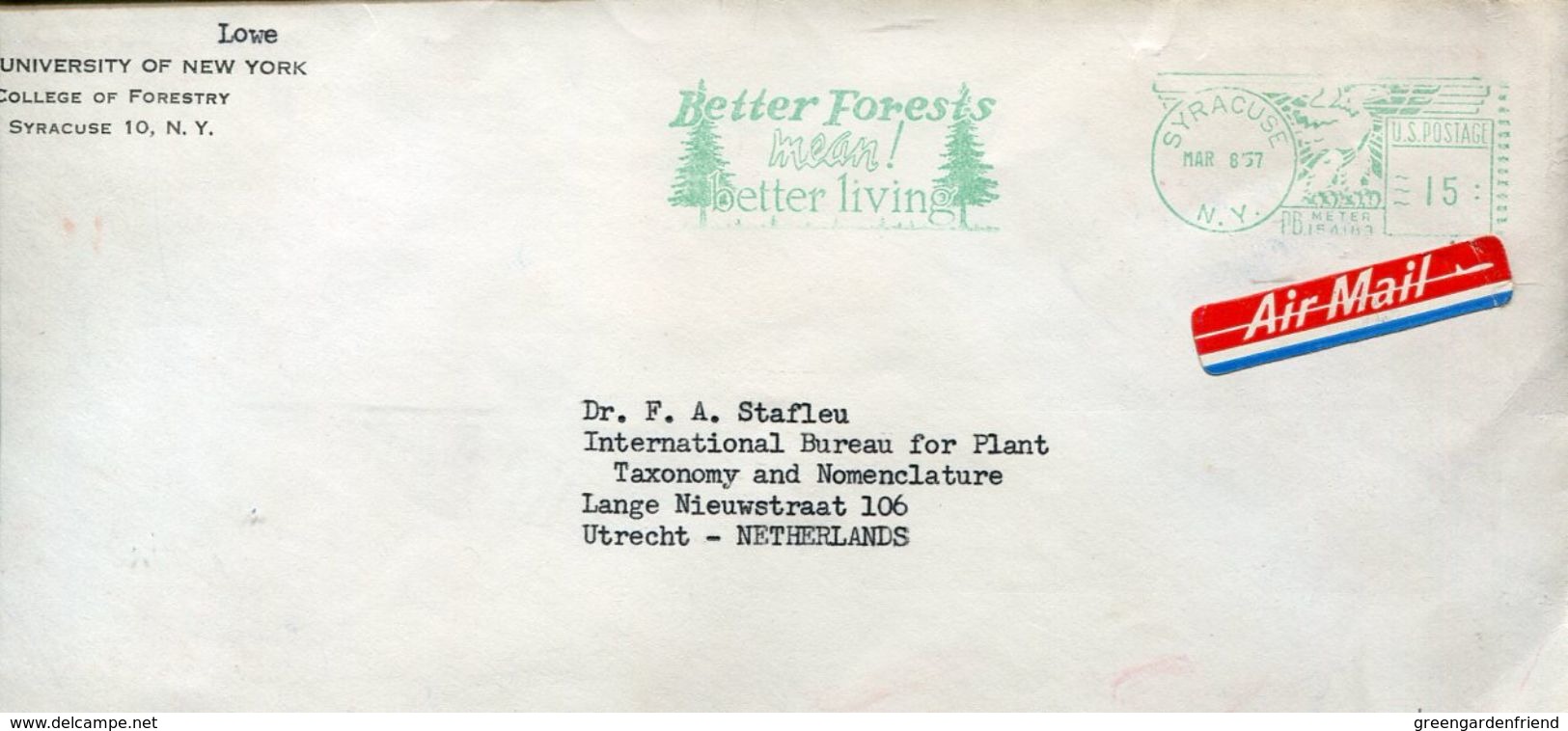 30094 U.s.a. Red Meter/freistempel/ema/ Syracuse1957  Better Forest Mean Better Living !!, Circuled Cover - Environment & Climate Protection