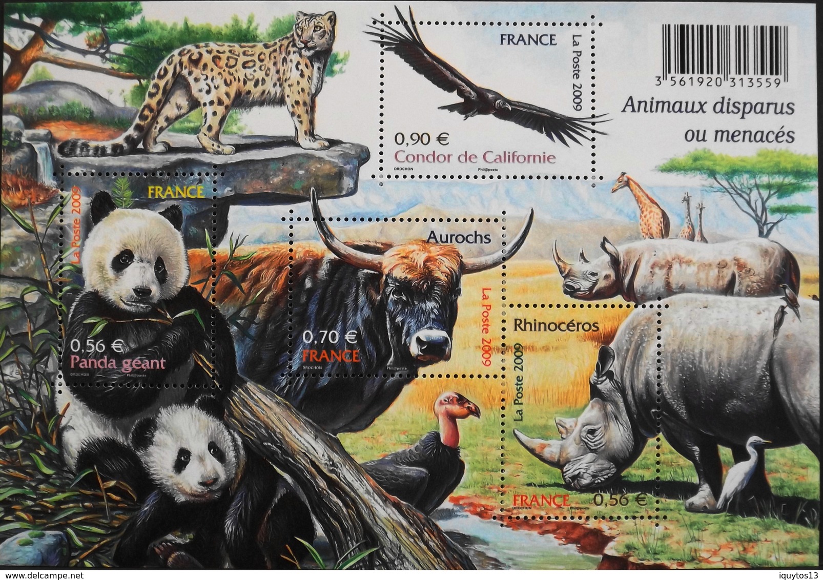 FR. 2009 - BLOC & FEUILLET N° 128 Animaux Disparus Ou Menacés - 4 TIMBRES NEUFS** Pour Une Faciale De 2,72€  - TBE - Neufs