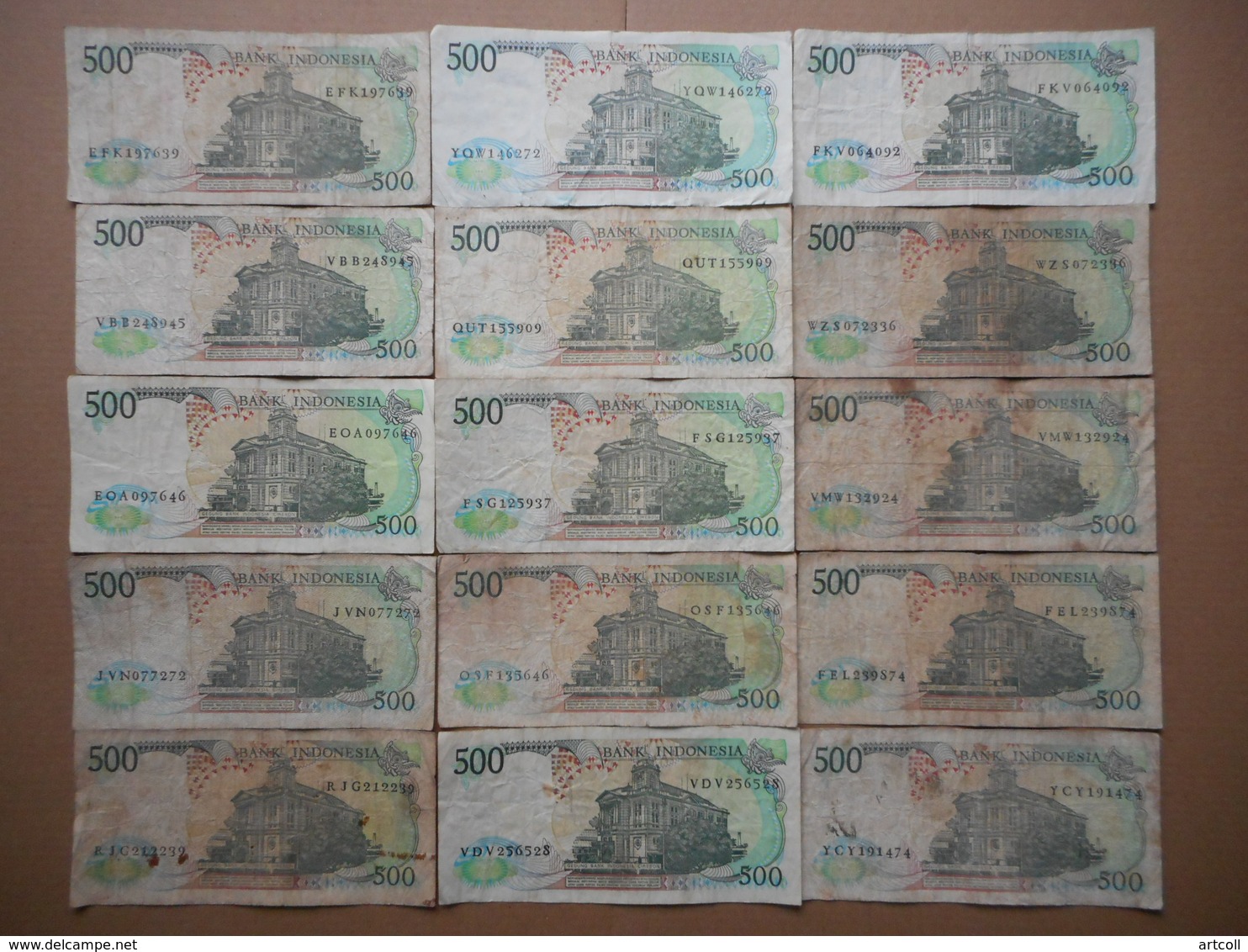 Indonesia 500 Rupiah 1988 (Lot Of 15 Banknotes) - Indonesia