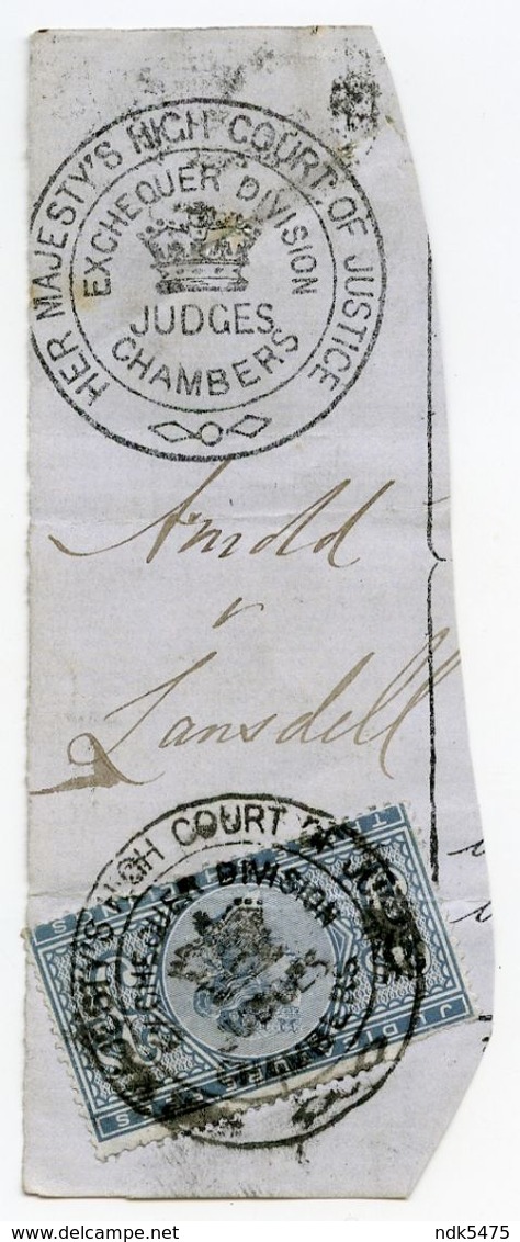 CINDERELLA : QV JUDICATURE FEES - THREE SHILLINGS / FRANKING - HIGH COURT OF JUSTICE - EXCHEQUER DIV / JUDGES CHAMBERS - Used Stamps