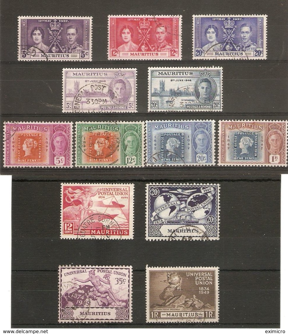 MAURITIUS 1937 - 1949 COMMEMORATIVE SETS FINE USED Cat £12 - Mauritius (...-1967)