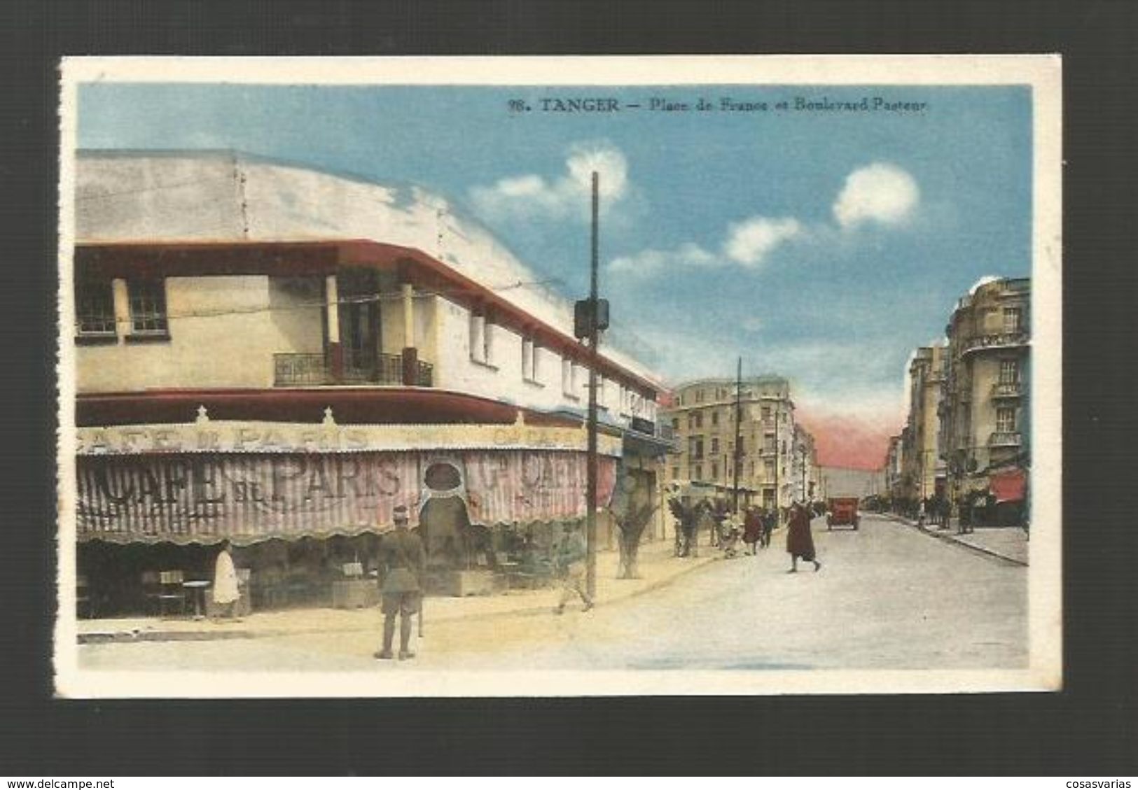 TANGER PLASE DE FRANCE ET BOULEVARD PASTEUR CIRCULADA DE TANGER A BARCELONA SELLO CORREO ESPAÑOL MARRUECOS MATASELLO - Tanger