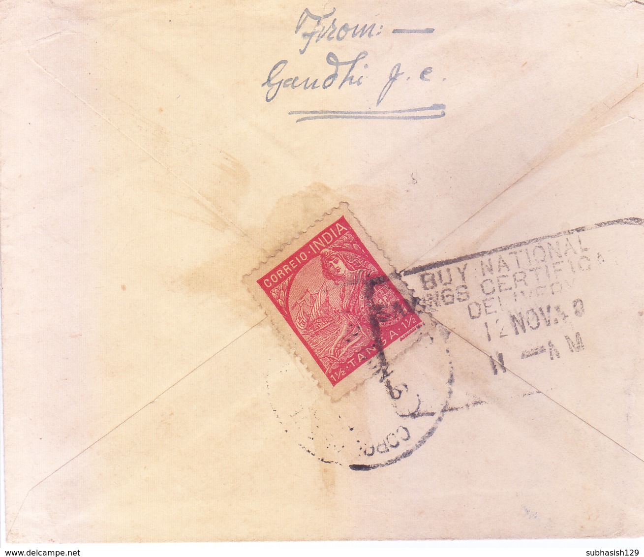 PORTUGUESE INDIA - 1940 COMMERCIAL COVER SENT TO RAJKOT, BRITISH INDIA WITH CENSOR MARKING, SLOGAN CANCELLATION - Portugees-Indië