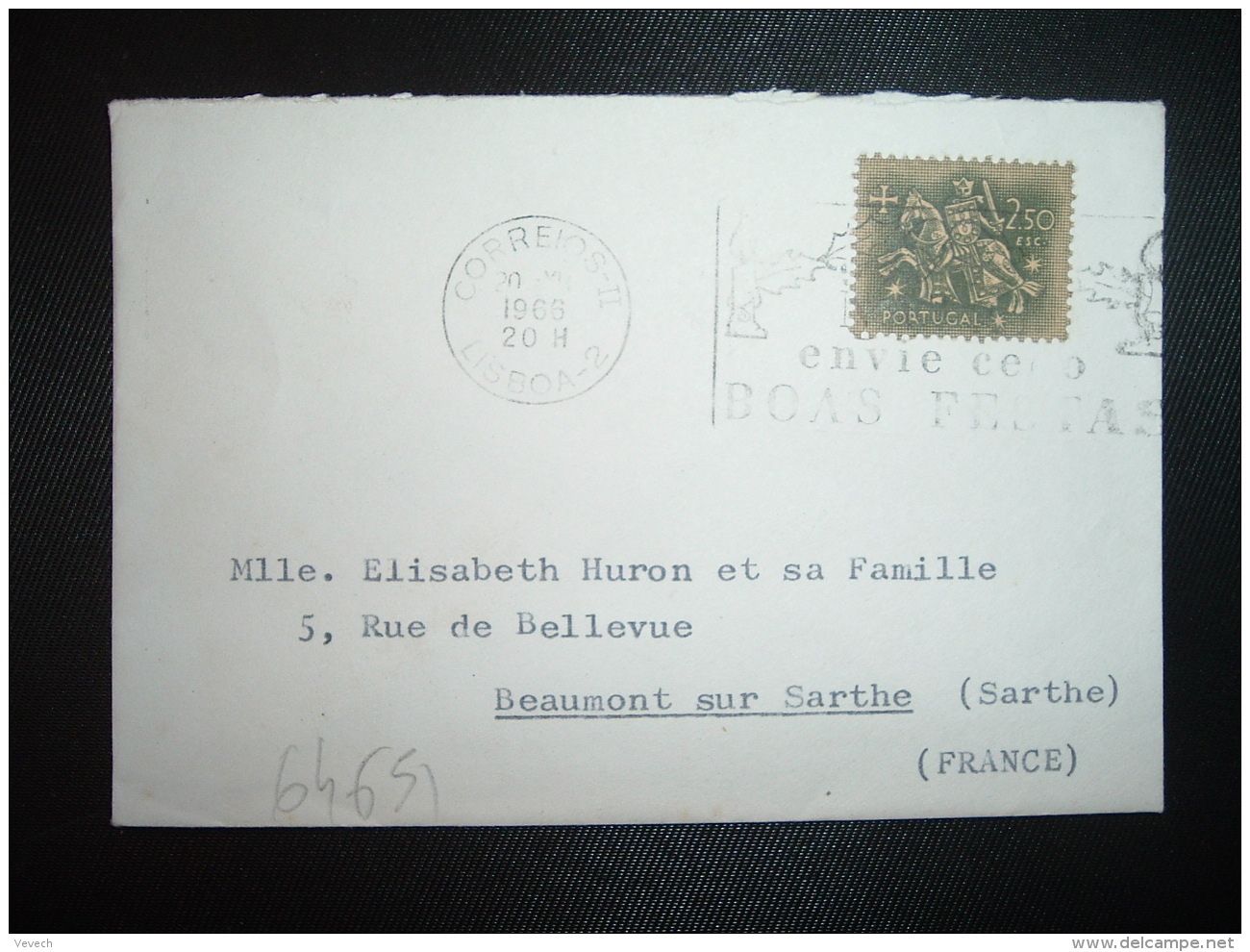 LETTRE Pour La FRANCE TP 2,50 Esc OBL.MEC.20 XII 1966 CORREIOS II LISBOA-2 - Lettres & Documents