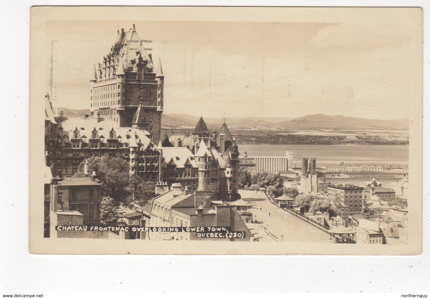 QUEBEC CITY, Quebec, Canada, Chateau Frontenac Overlooking Lower Town, 1941 RPPC # 230 - Québec - Château Frontenac