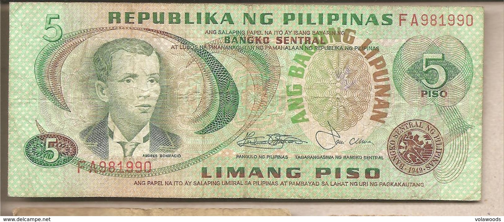Filippine - Banconota Circolata Da 5 Piso P-160c - 1978 - Filippine