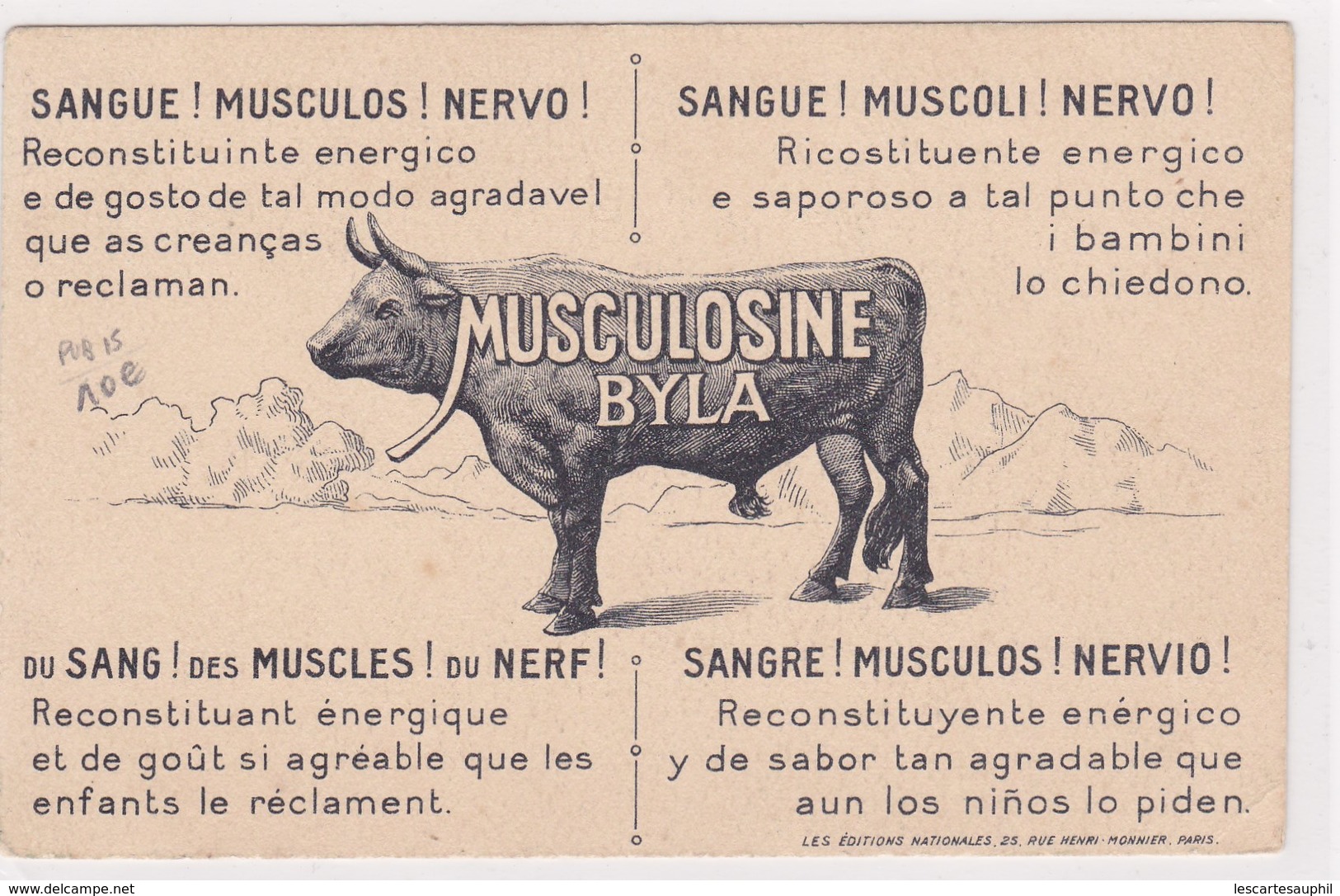 Carte Pub Musculosine Indien Apache Signée Illustrateur Albinet Tbeg Boeuf Sang Muscles - Autres & Non Classés