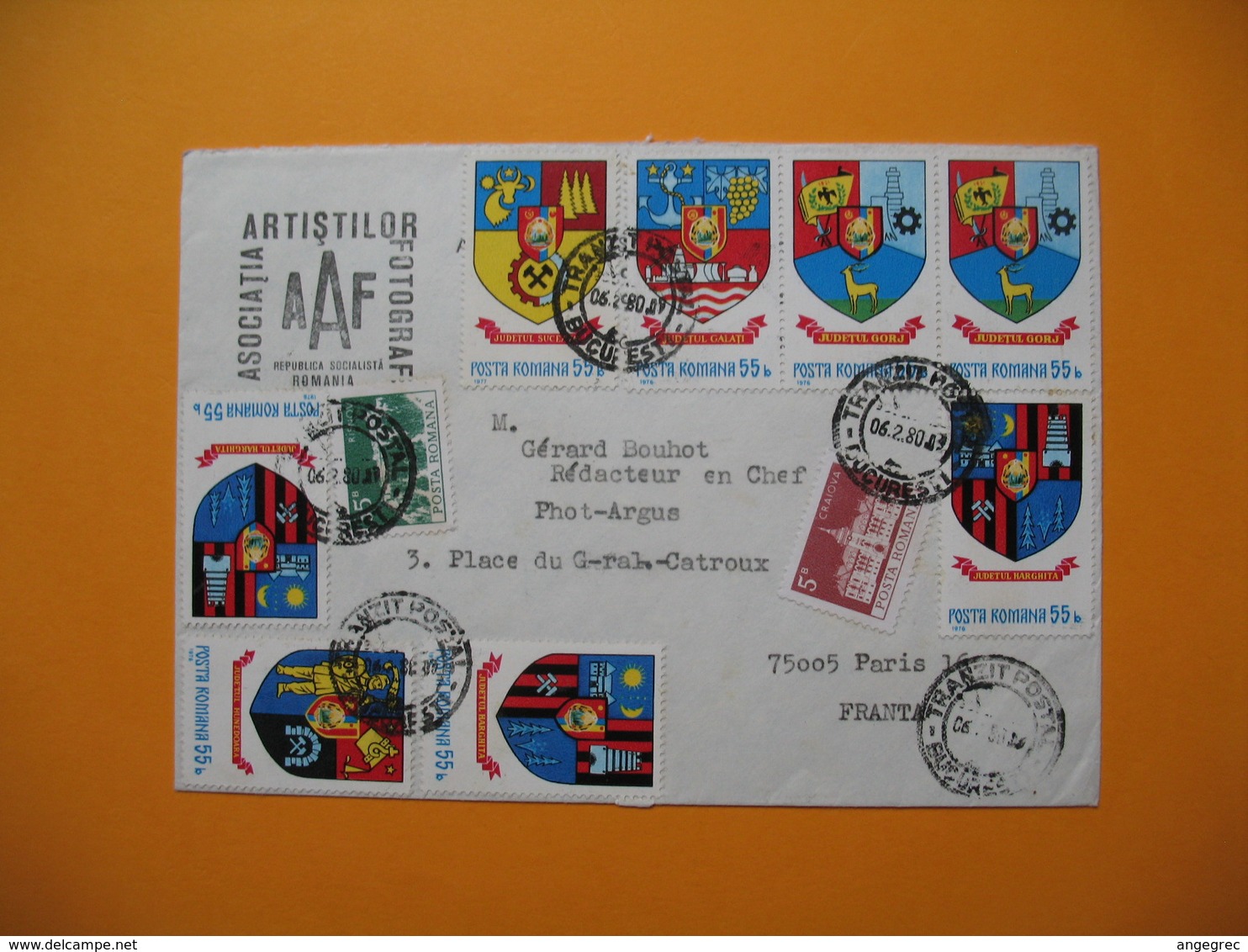 Lettre Roumanie Romana    Pour La France  1980  " Asociatia Artisilor Fotograf " - Lettres & Documents