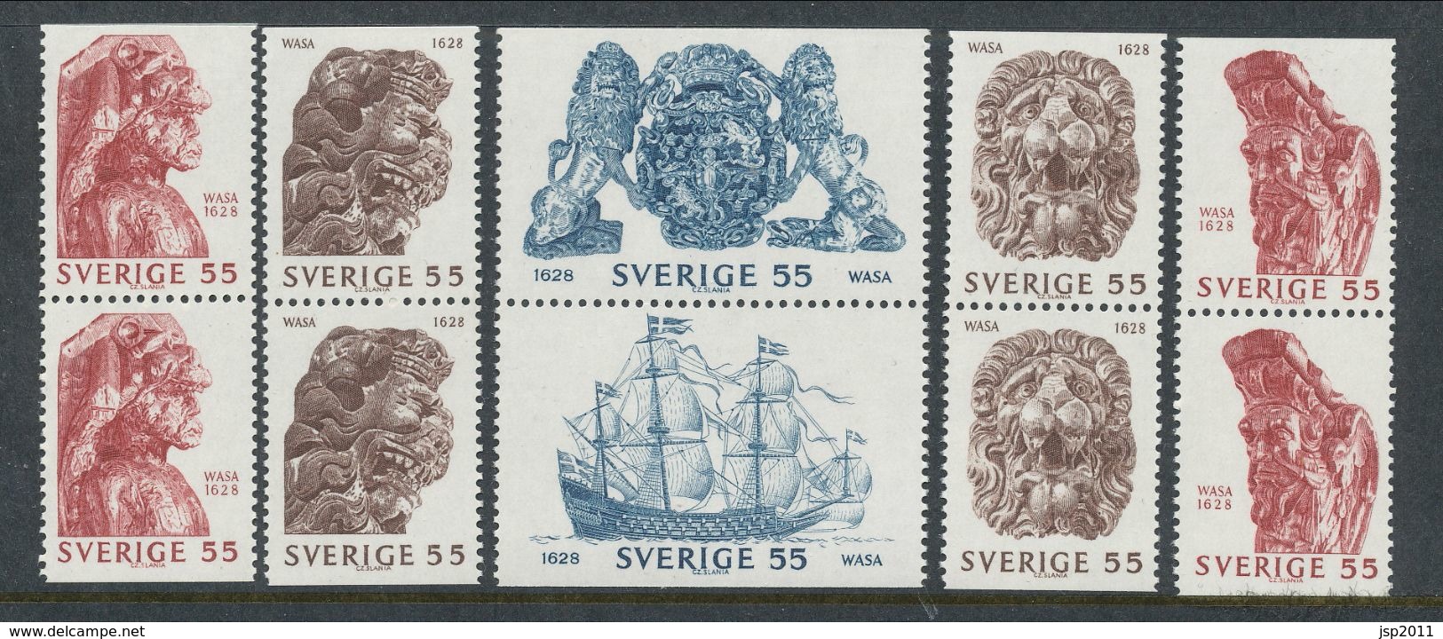 Sweden 1969 Facit # 666-671. Man-of-war Wasa, Complete Set Of 10, In BB-pairs, MNH (**) - Unused Stamps