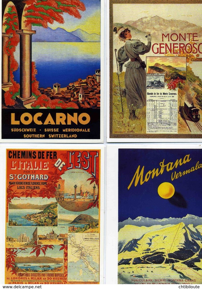 LOT N° 23 /      48  CARTES POSTALES   "  AFFICHES TOURISTIQUES  SUISSE "   ED . PHOTOGLOB  CPM 10 X 15  NEUVE - 5 - 99 Cartes