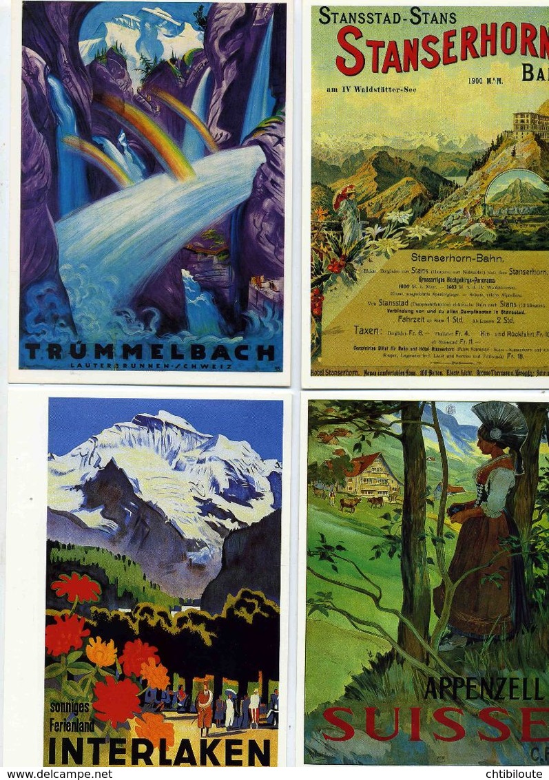 LOT N° 23 /      48  CARTES POSTALES   "  AFFICHES TOURISTIQUES  SUISSE "   ED . PHOTOGLOB  CPM 10 X 15  NEUVE