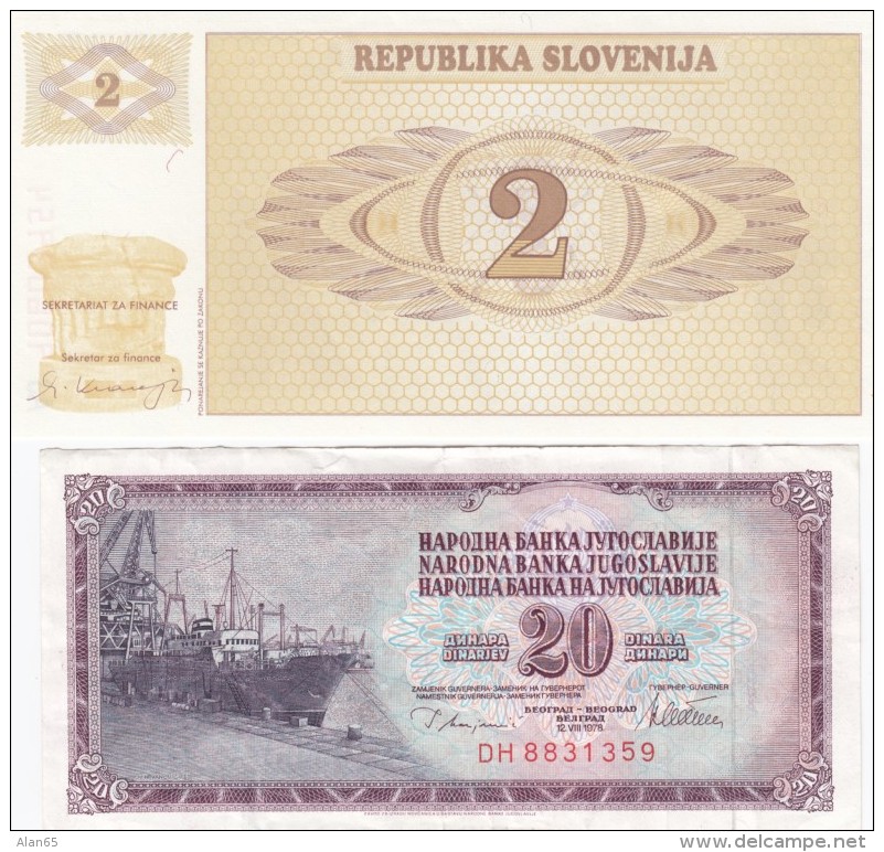 Lot Of  5 Different Europe Banknotes Germany #48(1914) Poland #142c #143e(1988) Slovenia #2(1990) Yugoslavia #88a(1978) - Kiloware - Banknoten
