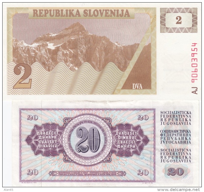 Lot Of  5 Different Europe Banknotes Germany #48(1914) Poland #142c #143e(1988) Slovenia #2(1990) Yugoslavia #88a(1978) - Mezclas - Billetes