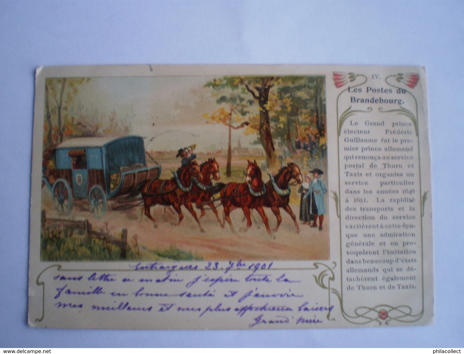 Llustration - LES POSTES DU BRANDEBOURG - Postkutze // Used 1901 - Andere & Zonder Classificatie