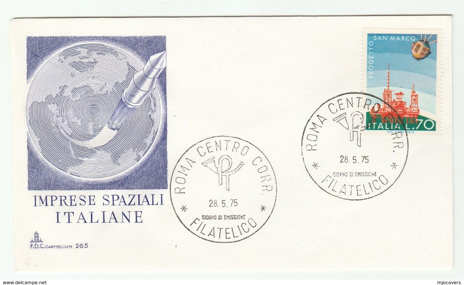 1975 ITALY FDC SPACE Stamps Cover - Europe