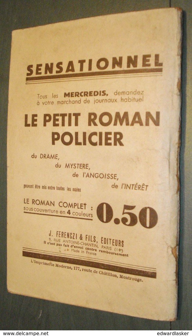 Coll. POLICE ET MYSTERE N°392 : A Bout Portant ! //Paul Dargens - Ferenczi 1940 - Ferenczi