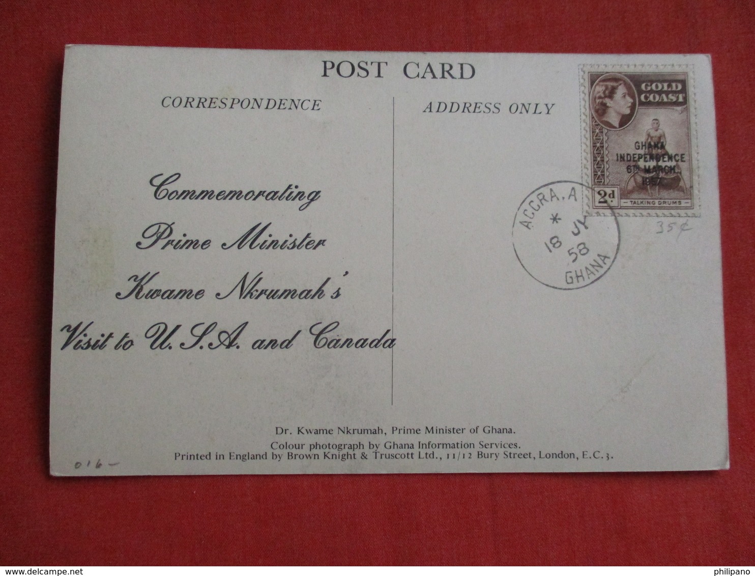 Prime Minister Of Ghana Dr. Kwame Nkrumah  Has Stamp & Cancel  Ghana - Gold Coast Ref 2819 - Ghana - Gold Coast