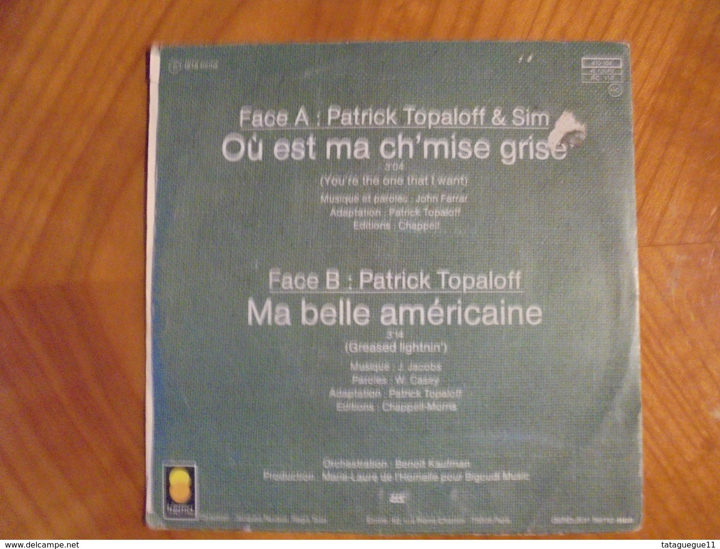 Disque Vinyle 45 T Patrick Topaloff & Sim Où Est Ma Ch'mise Grise 1978 - Comiche