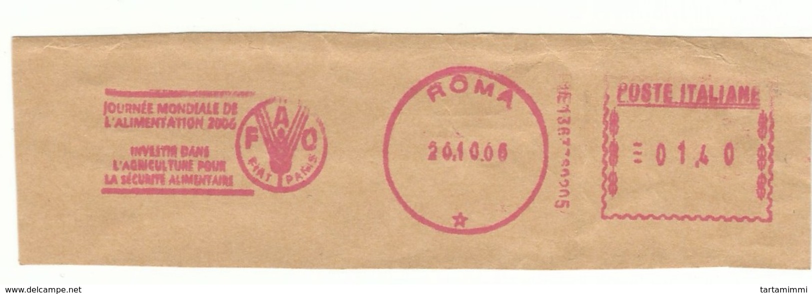 EMA AFS METER STAMP FREISTEMPEL -  CUT ITALY FAO Food And Agriculture Organization Of The United Nations - Contre La Faim