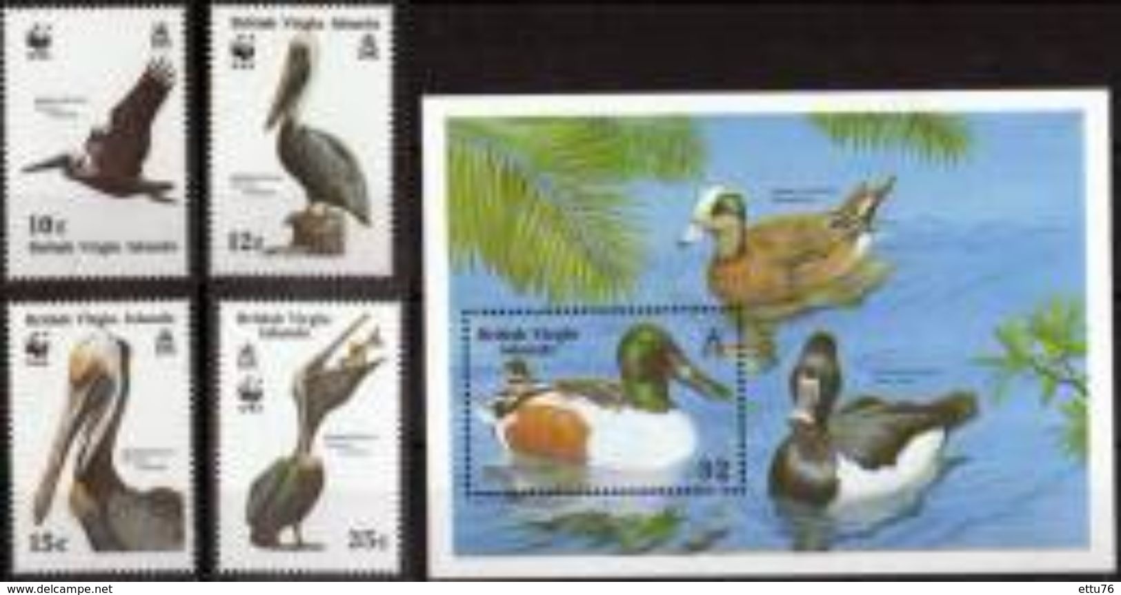 BR.VIRGIN ISLANDS  1988  WWF  BIRDS  SET +  NORTHERN SHOVELER  MS  MNH - Other & Unclassified