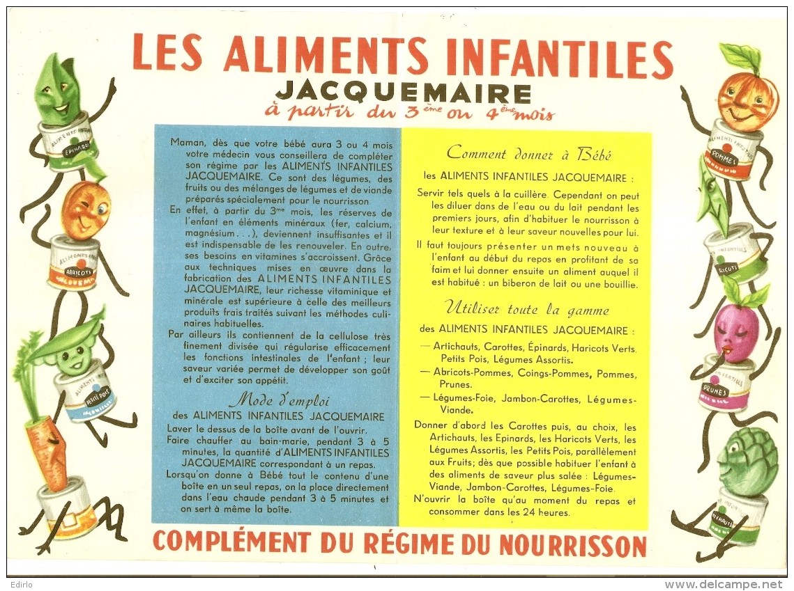 ---- Document Publicicté Aliments Infantiles JACQUEMAIRE  TTBE Illustrateur DELAGE Fermé 21cmx29cm - Enfants