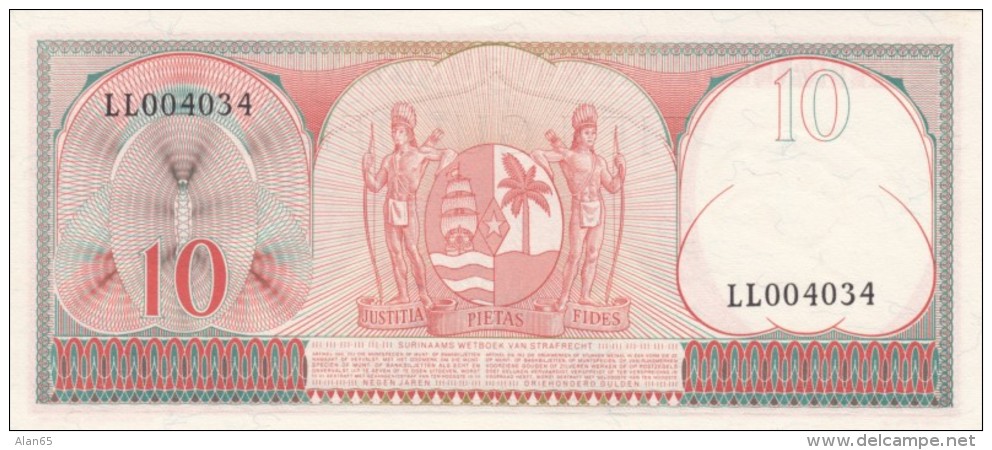 Suriname #121b 10 Gulden 1963 UNC Banknote - Surinam