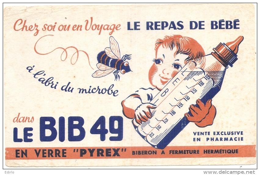 ---- BUVARD ---  BIB 49 En Verre Pyrex - TB(petites Taches Rouilles) - Kids