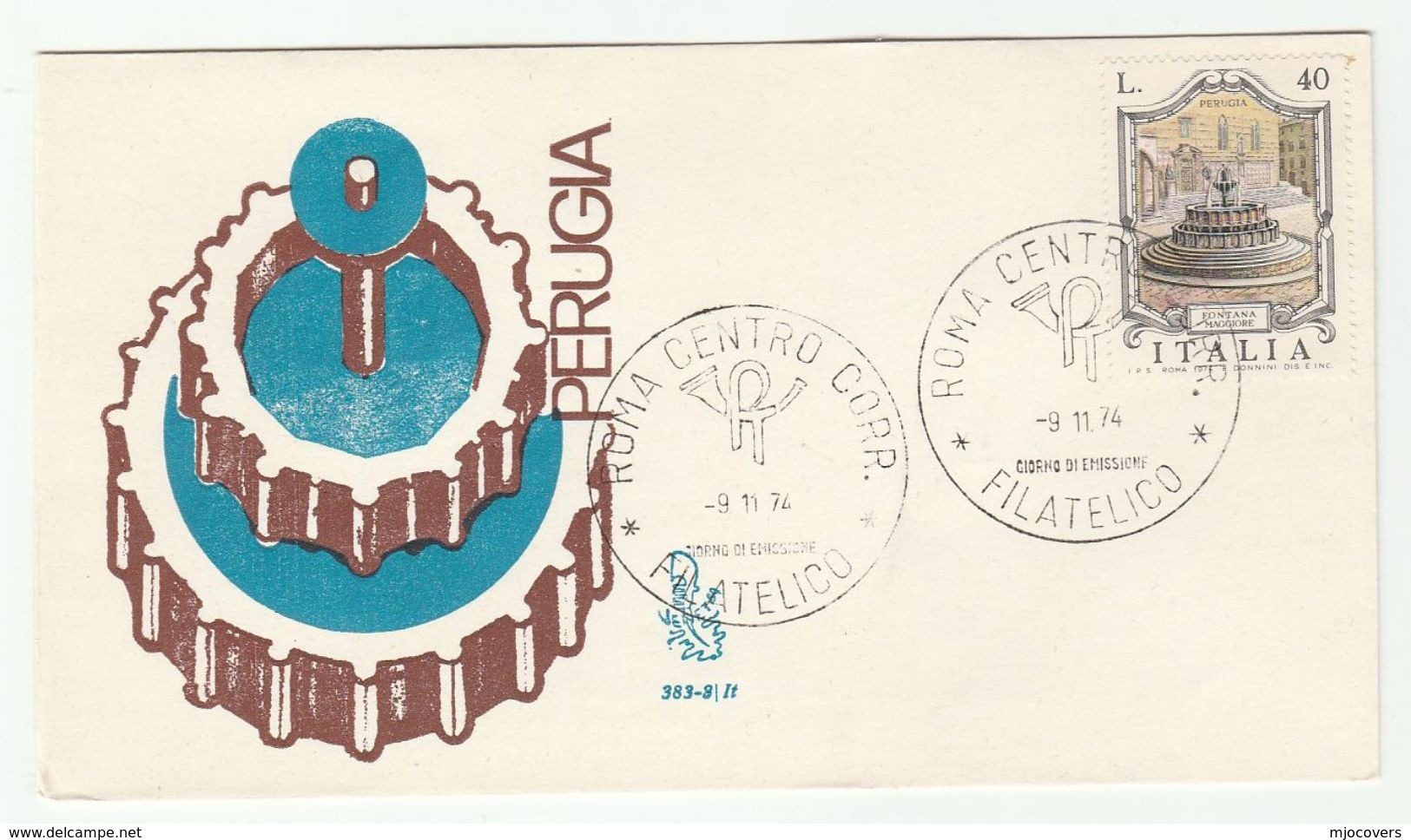 1974  ITALY FDC FOUNTAIN Fontana Maggiore Perugia Stamps Cover - FDC